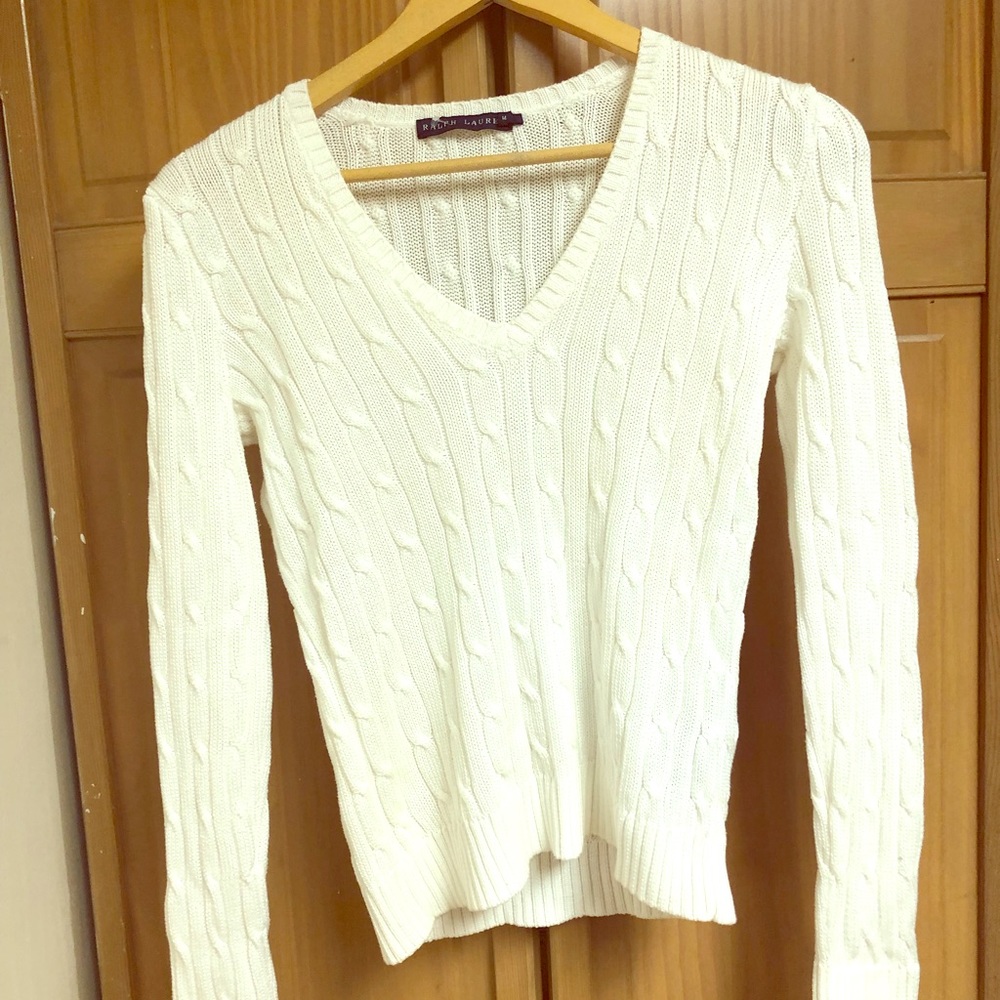 Ralph Lauren Cable Knit Sweater white